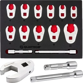 Alternátor QUATROS Otevřené očkové klíče 10-22 mm 13dílná sada s vložkou do vozíku