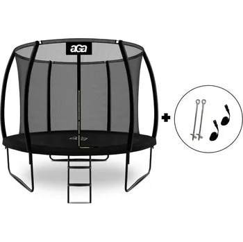 Trampolína Aga SPORT EXCLUSIVE Trampolína 305 cm Černá + ochranná síť + žebřík + kotvící sada 2ks