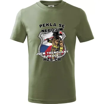 Chlapecké tričko Pekla se nebojím HZS ČR - Tričko dětské bavlněné - 104-110cm / 3-4 roky ( Khaki )