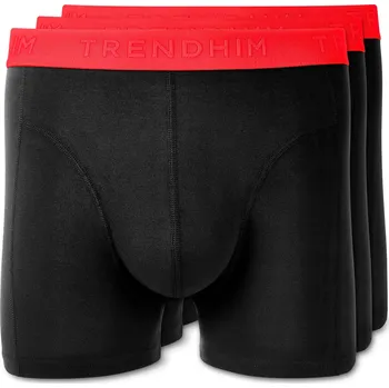 Boxerky M - FlexFeel | Balení 3 ks černých bavlněných boxerek s neonově červeným pasem - Trendhim