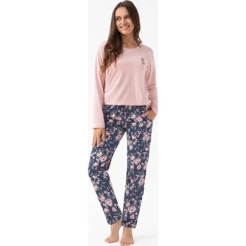 Dámské pyžamo Dámské pyžamo Luna s dlouhým rukávem, růžové květy 3xl i384_5219408