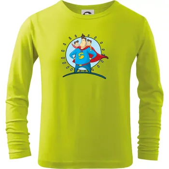 Dětská móda Táta superman - kluk a kluk - Triko dětské Long Sleeve - 146 cm/10 let ( Limetková )