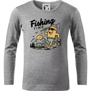Chlapecké tričko Fishing Time na výletě - Triko dětské Long Sleeve - 146 cm/10 let ( Tmavě šedý melír )
