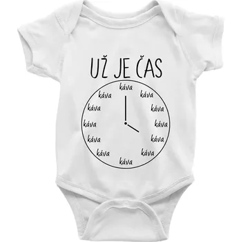 Kojenecké oblečení Už je čas - káva - Body kojenecké s krátkým rukávem - Krátký r. 12-18 měs ( Bílá )