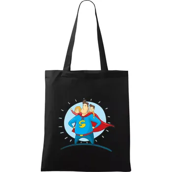 Táta superman - holka a kluk - Taška bavlněná - 42 x 38 cm ( Černá )