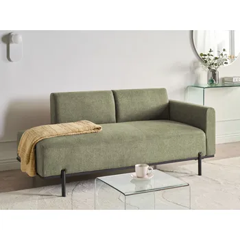 Pohovka Lenoška zelená čalounění z umělého lnu pravostranná kovové nohy minimalistický styl obývací pokoj Beliani