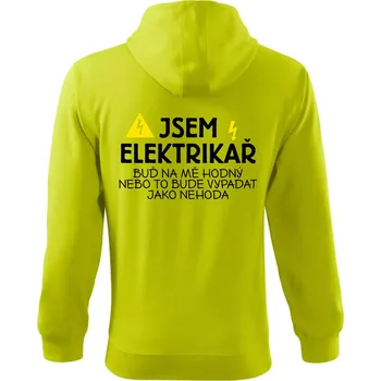Pánská mikina Jsem elektrikář - nehoda - Mikina s kapucí na zip trendy zipper - S ( Limetková )