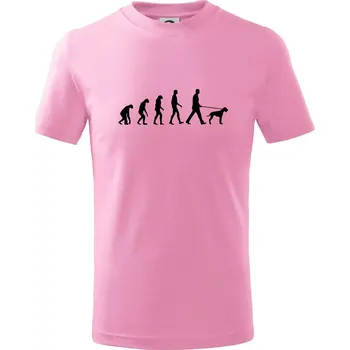 Evoluce pes ohař - Tričko dětské bavlněné - 98 cm / 2 roky ( Růžová )
