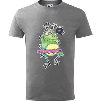 Žabka baletka - Tričko dětské bavlněné - 98 cm / 2 roky ( Tmavě šedý melír )