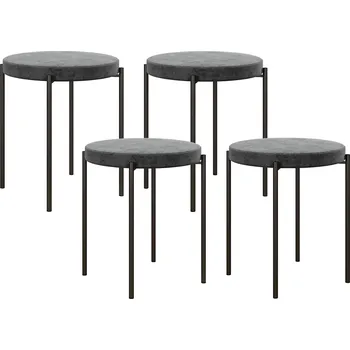 HOMCOM Kuchyňská stolička sada 4 ks, stohovatelná, sametový vzhled, do 100 kg, ocelový rám, 41,5 x 41,5 x 46 cm, tmavě šedá barva