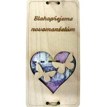 Dřevěná obálka - Blahopřání novomanželům