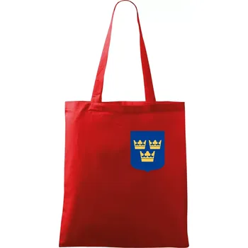 Nákupní taška Švédský znak tři korunky na prso - Taška bavlněná - 42 x 38 cm ( Červená )