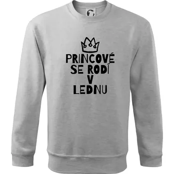 Chlapecké tričko Princové se rodí v lednu - Mikina Essential dětská - 146 cm/10 let ( Světlešedý Melír )