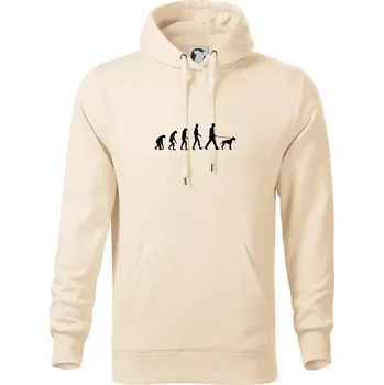 Pánská mikina Evoluce pes ohař - Mikina pánská Cape s kapucí - 4XL ( Mandlová )