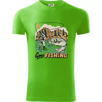 Pánské tričko Gone Fishing - Viper FIT - Pánské zůžené tričko - XL ( Apple Green )