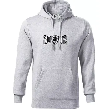 Pánská mikina Narozeninový motiv - znak - 2002 - Mikina pánská Cape s kapucí - 5XL ( Světlešedý Melír )