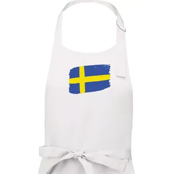 Kuchyňská zástěra Švédsko vlajka štětkou - Pánská zástěra na vaření - Univerzální velikost ( Bílá )