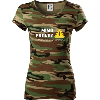 Dámské tričko Mimo provoz - trpělivost byla zlomena - Dámské maskáčové triko - XS ( Hnědý maskáč )