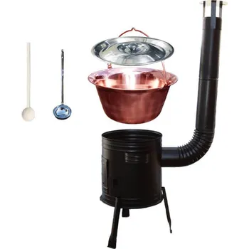 Kempingové nádobí Měděný kotlík 30 L (1,2 mm) + kovová kotlina 45 cm PARTY (KOV)