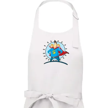 Kuchyňská zástěra Táta superman - holka a holka - Dámská zástěra na vaření - Univerzální velikost ( Bílá )