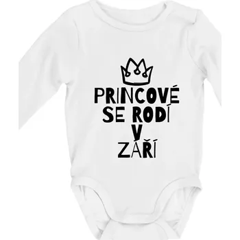 Princové se rodí v září - Body kojenecké s dlouhým rukávem - Dlouhý r. do 3 měs ( Bílá )