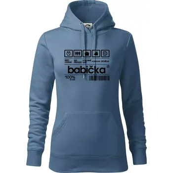 Dámská mikina Čárový kód babička - Mikina dámská Cape s kapucí - L ( Denim )