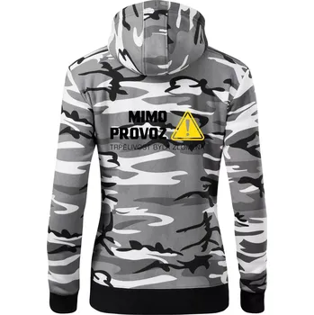 Dámská mikina Mimo provoz - trpělivost byla zlomena - Dámská mikina trendy zipper s kapucí - L ( Šedý maskáč )