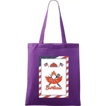 Nákupní taška USA BBQ POSTER - Taška bavlněná - 42 x 38 cm ( Fialová )