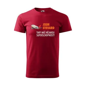 Pánská móda Tričko s potiskem Jsem stevard, taky máš nějakou superschopnost?: červené 3XL