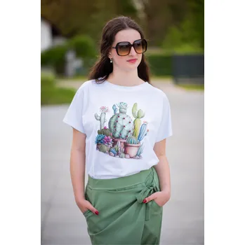 Triko kr. rukáv KAKTUS RJ 77233 barva: bílá/khaki, velikost: M/L