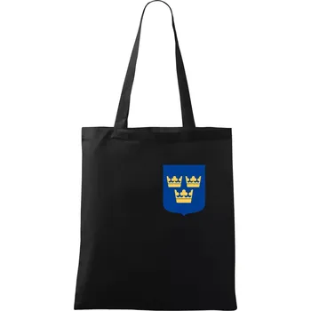 Nákupní taška Švédský znak tři korunky na prso - Taška bavlněná - 42 x 38 cm ( Černá )