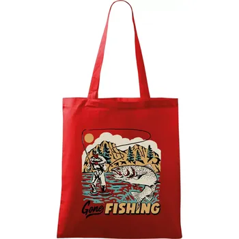 Nákupní taška Gone Fishing - Taška bavlněná - 42 x 38 cm ( Červená )