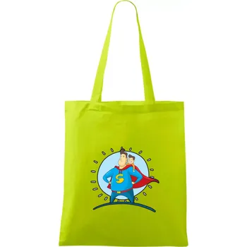 Nákupní taška Táta superman - kluk - Taška bavlněná - 42 x 38 cm ( Limetková )