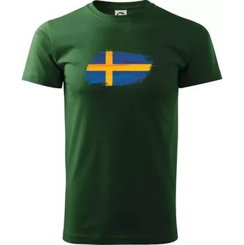 Švédská vlajka kreslená - Triko extra velké (5-8XL) - 8XL ( Lahvově zelená )