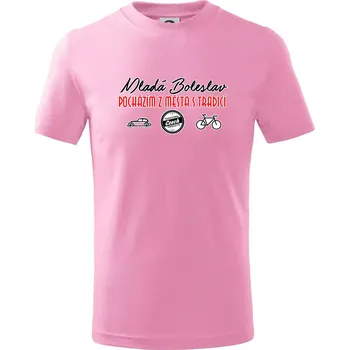 Chlapecké tričko Mladá Boleslav město s tradicí - Tričko dětské bavlněné - 98 cm / 2 roky ( Růžová )