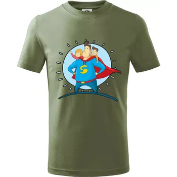 Dětská móda Táta superman - holka a kluk - Tričko dětské bavlněné - 104-110cm / 3-4 roky ( Khaki )
