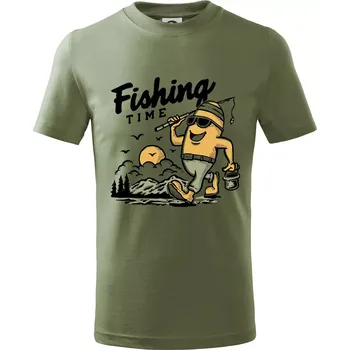 Chlapecké oblečení Fishing Time na výletě - Tričko dětské bavlněné - 104-110cm / 3-4 roky ( Khaki )