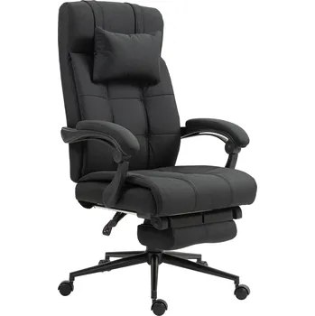 Kancelářská židle Vinsetto s podnožkou, kancelářská židle, otočná židle s opěrkou hlavy, černá