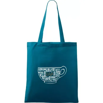 Káva - hrníček názvy - Taška bavlněná - 42 x 38 cm ( Petrolejová )