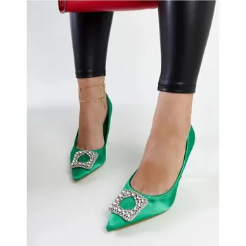 Dámské lodičky Solea zelené lodičky na jehlách s vysokým podpatkem, 38 i240_207512_2:38