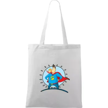 Táta superman - holka - Taška bavlněná - 42 x 38 cm ( Bílá )