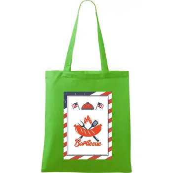 Nákupní taška USA BBQ POSTER - Taška bavlněná - 42 x 38 cm ( Apple Green )