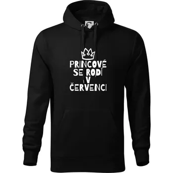 Pánská mikina Princové se rodí v červenci - Mikina pánská Cape s kapucí - 2XL ( Černá )
