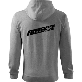 Pánská mikina Freedive - nápis s potápěčem - Mikina s kapucí na zip trendy zipper - M ( Tmavě šedý melír )