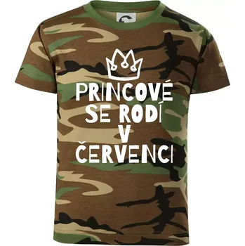 Chlapecké tričko Princové se rodí v červenci - Dětské maskáčové triko - 104-110cm / 3-4 roky ( Hnědý maskáč )