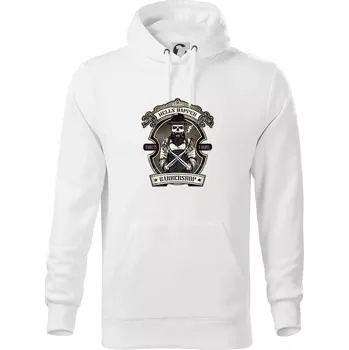 Pánská mikina Barbershop nůžky - Mikina pánská Cape s kapucí - 5XL ( Bílá )