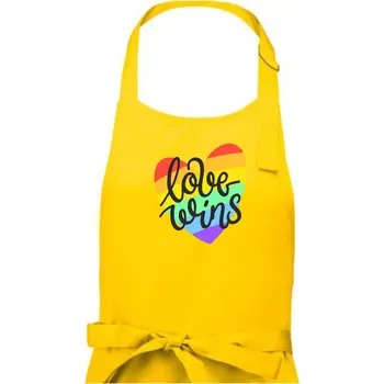 Kuchyňská zástěra Love wins srdce - Pánská zástěra na vaření - Univerzální velikost ( Žlutá )