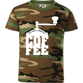 Coffee mlýnek - Dětské maskáčové triko - 122 cm/6 let ( Hnědý maskáč )