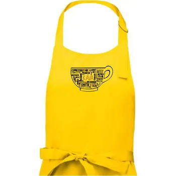 Kuchyňská zástěra Káva - hrníček názvy - Dámská zástěra na vaření - Univerzální velikost ( Žlutá )