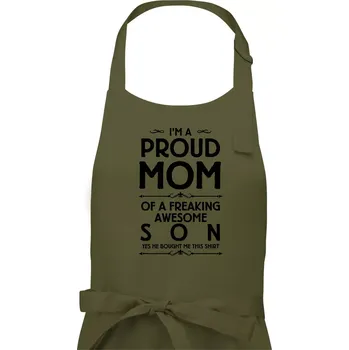 Kuchyňská zástěra Proud mom SON - Dámská zástěra na vaření - Univerzální velikost ( Khaki )